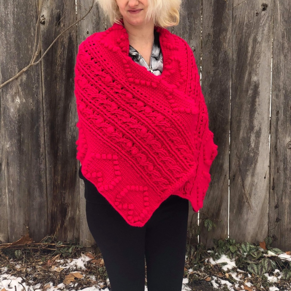 Sparkly fuchsia/magenta crocheted fancy/formal/prom shawl